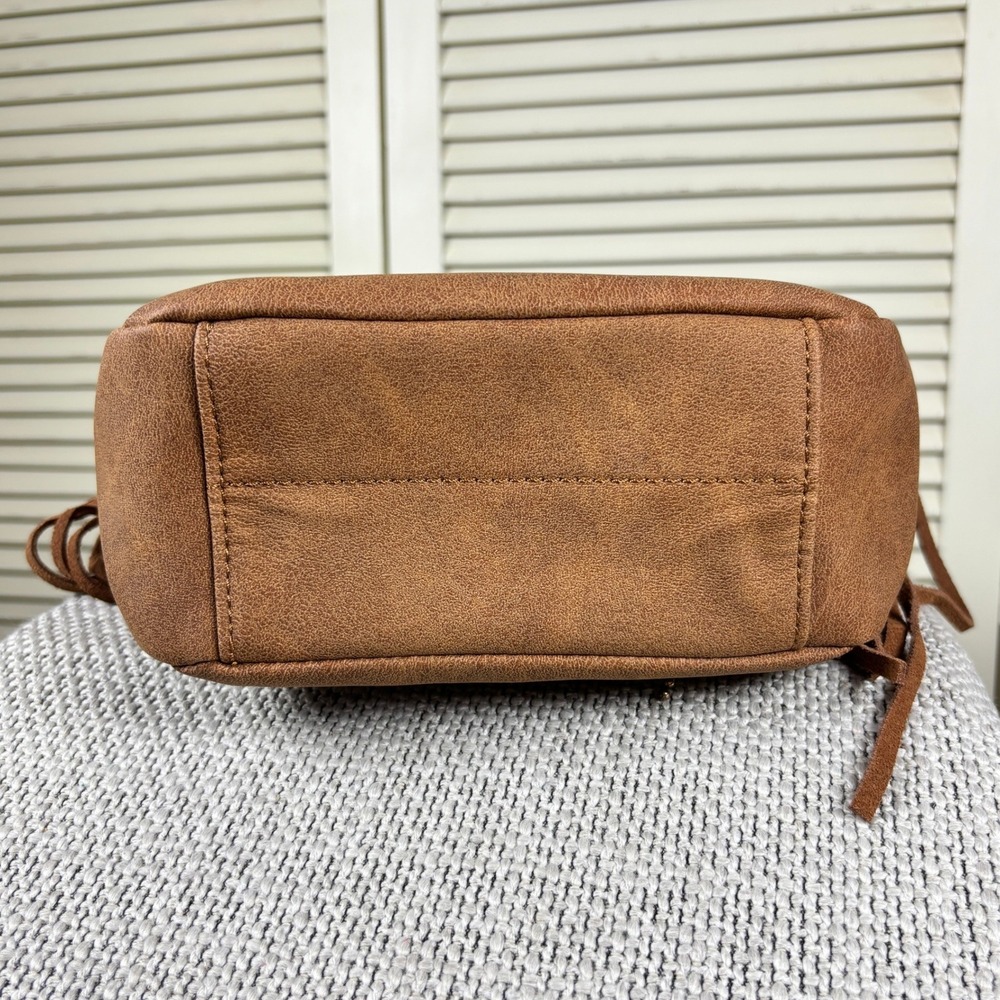Montana West Brown Crossbody Modernist Fringe Purse Turquoise Concho Chain Bag - Picture 5 of 7